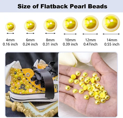 Miniatura 2 de 600 piezas de medias perlas con parte trasera plana de 0.315 pulgadas para manualidades, joyería, álbumes de recortes, gemas de perlas planas