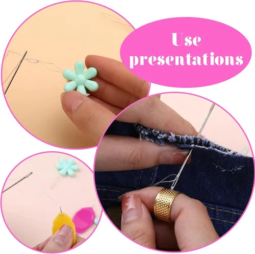 Miniatura 6 de Fedmut Enhebradores de agujas para coser a mano, herramienta de enhebrador de agujas de bordar, 20 piezas para coser a mano, máquina de coser