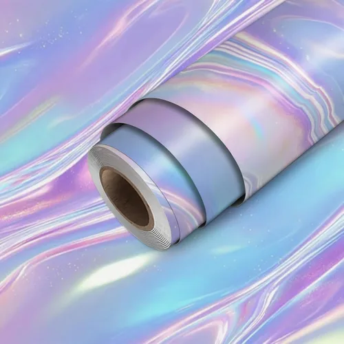 Miniatura 23 de HOMETITUTE Papel tapiz de acuarela pastel para despegar y pegar, patrón degradado morado y rosa, 118.1 x 17.7 pulgadas, papel adhesivo autoadhesivo