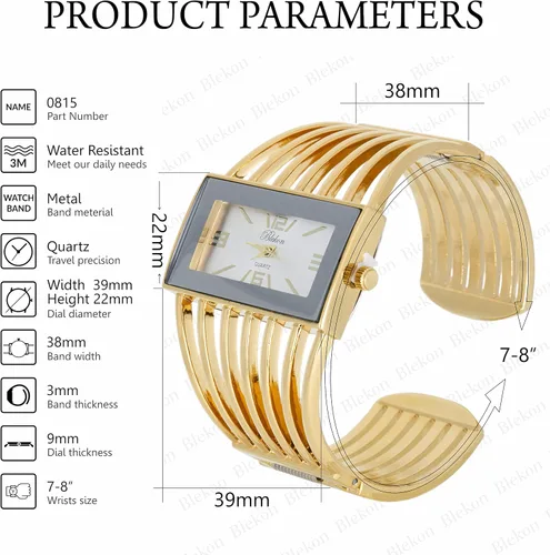 Miniatura 2 de Blekon Collections - Reloj de pulsera para mujer, rectangular, analógico, resistente y elegante, de cuarzo, reloj de pulsera