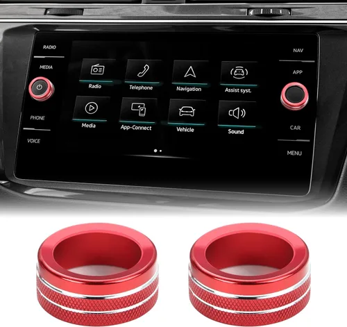 Auovo Fundas para perilla de radio compatibles con accesorios Volkswagen VW, Tiguan Taos, Jetta, Atlas, Arteon, golf, aleación de aluminio, cubierta
