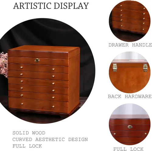 Miniatura 12 de Joyeros de madera pintados a mano para mujeres, caja grande de joyas y organizadores para colgar collares, organizador de joyas, caja