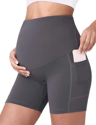 POSHDIVAH - Pantalones cortos de yoga para embarazadas, cubren la barriga, pantalones deportivos cortos para correr, hacer ejercicio y el verano,