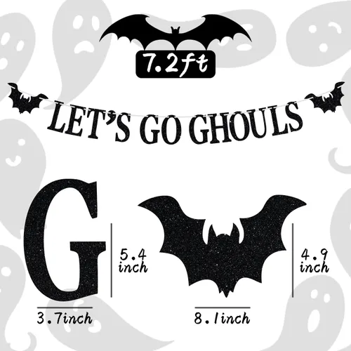 Miniatura 2 de Cartel Let's Go Ghoul, accesorios para fotos de fiesta de noche de Halloween, temática de fantasmas de terror, suministros de decoración de fiesta