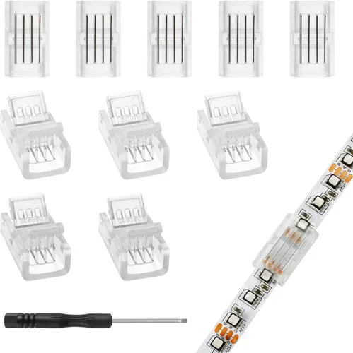 Miniatura 10 de RGBZONE 10 conectores LED de 4 pines, conector RGB de tira a tira para 0.394 in, resistente al agua o no impermeable, SMD 5050/3528 RGB luces