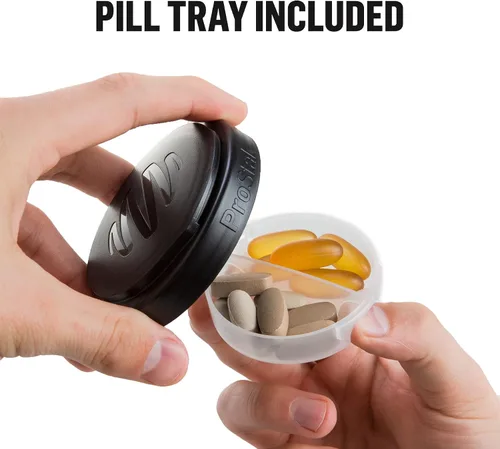 Miniatura 5 de Sistema BlenderBottle ProStak con botella de 22 onzas y almacenaje de giro y bloqueo, Gris (Pebble Gray)
