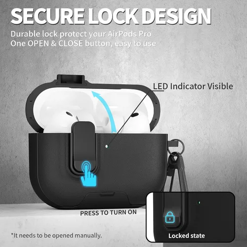Miniatura 3 de Funda para AirPods Pro 3 con cerradura, textura de piel TPU duradera, antipérdida y a prueba de golpes, accesorios con kit de limpieza en llavero