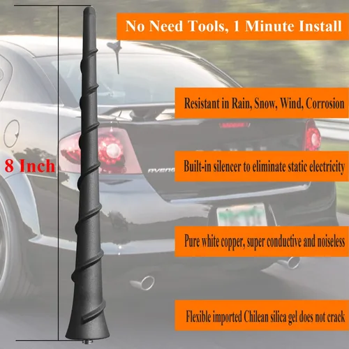 Miniatura 3 de Mástil de antena de repuesto de 8 pulgadas para Dodge Avenger (2011-2015)