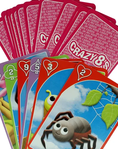 Miniatura 4 de JA-RU Juego de cartas de Crazy 8 (4.7 x 3 pulgadas) clásico juego de cartas Crazy Eights para niños, divertidos juegos de recreo interior para aula