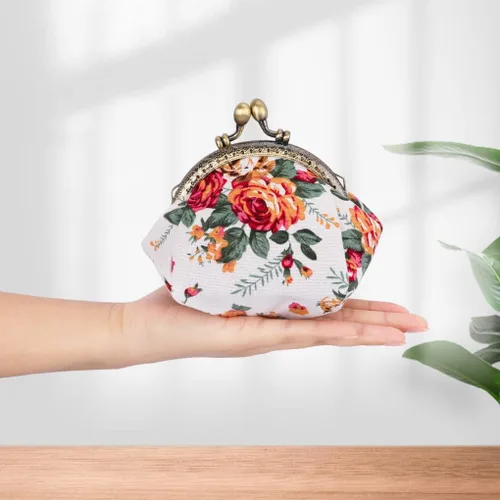 Miniatura 5 de Oyachic Monedero estampado vintage con hebilla de embrague, monedero con cierre de beso, monedero con cierre floral, carteras para mujer