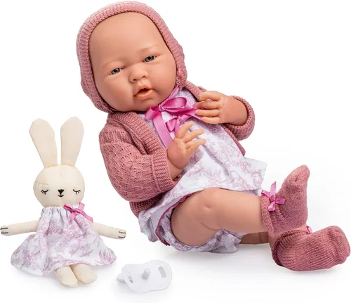 Miniatura 12 de JC Toys La Newborn Muñeca bebé niña de 15 pulgadas de vinilo anatómicamente correcta con traje blanco y rosa y accesorios de lujo Diseñada