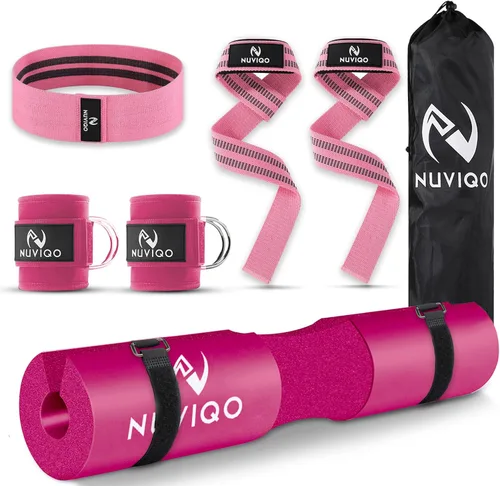 Set de 9 accesorios para gimnasio con almohadilla para pesas con 2 correas de seguridad - 2 correas de tobillo para máquina de cable - 2 correas de