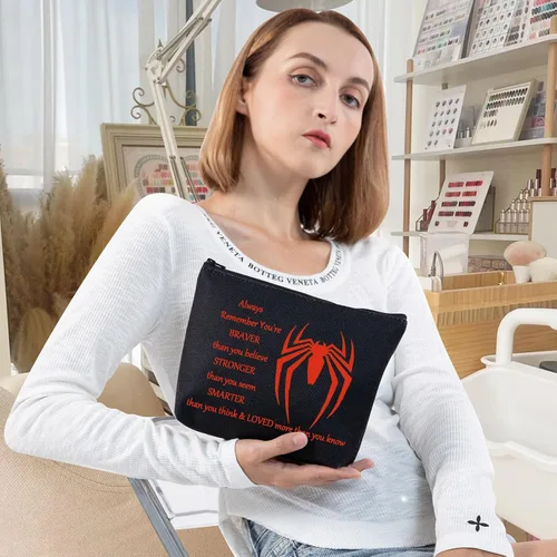 Miniatura 4 de LEVLO Bolsa de maquillaje de película de araña, regalo inspirado en los fanáticos de la película, eres más valiente, más fuerte y más inteligente