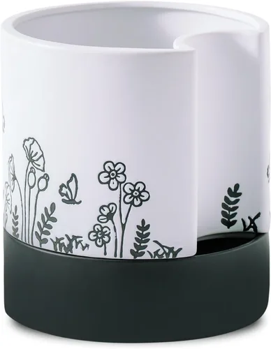 Miniatura 10 de Nihow Maceta de riego automático: maceta de cerámica de 6 pulgadas con orificio de drenaje y almacenamiento de agua para plantas de interior y Negro