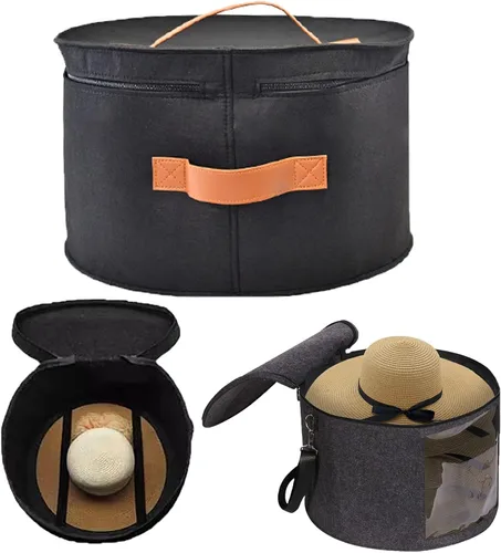 Caja de almacenamiento de sombreros de fieltro, organizador portátil plegable para sombreros, con correa para el hombro y 2 asas, juguetes de