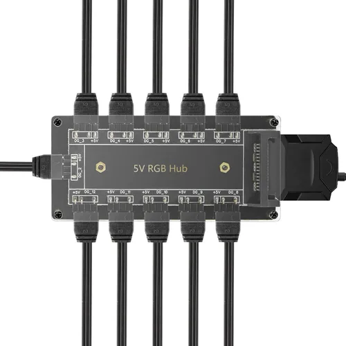 Miniatura 6 de YACSEJAO 5V 3Pin RGB LED Splitter 10-Port 3Pin LED Hub Controlador con cable de extensión de 50CM