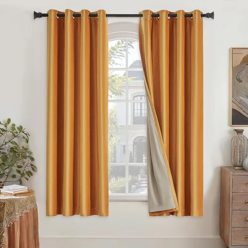 Miniatura 16 de GIGIZAZA Cortinas de terciopelo 100% opacas de 72 pulgadas, 2 paneles, cortinas negras para ventana, con aislamiento térmico, cortina de lujo