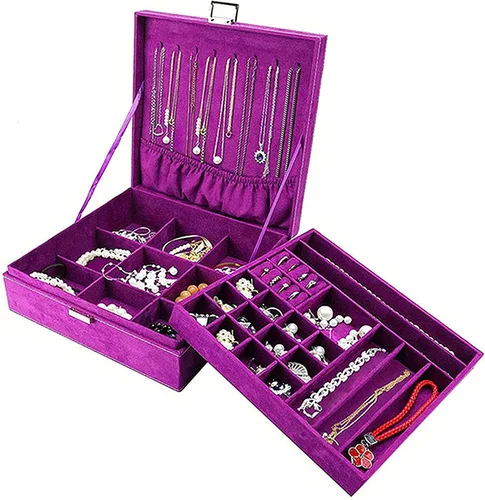 ProCase Joyero organizador para mujeres y niñas dos capas de almacenamiento de joyería para collares aretes pulseras anillos relojes opción de