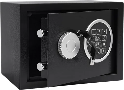 Caja de seguridad de acero de 0.21 pies cúbicos con teclado digital, caja fuerte electrónica para el hogar, oficina, hotel, negocios, dinero en