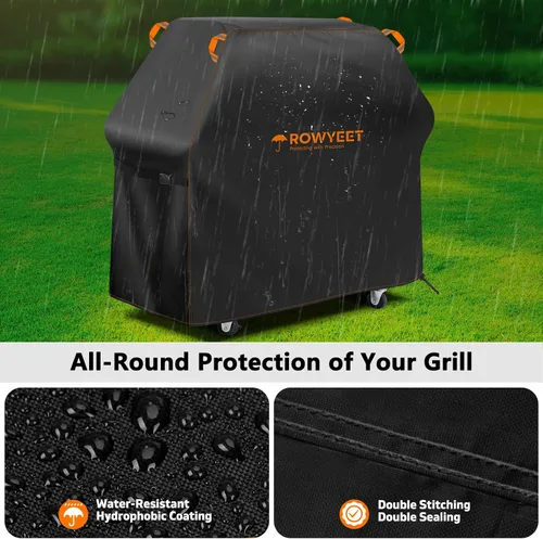 Miniatura 4 de Cubierta de parrilla para parrilla al aire libre, ajuste universal Oxford impermeable para exteriores, cubierta de gas anti-UV con dobladillo