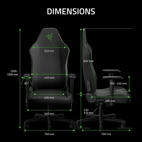Miniatura 2 de Razer Iskur V2 X NewGen - Silla ergonómica para juegos, soporte lumbar integrado, piel EPU Cooltouch Gen-2, base de asiento ultra ancha, reclinable