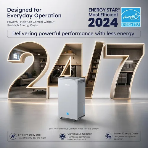 Miniatura 3 de Deshumidificador con certificado Energy Star para 5000 sq. ft., máx. 12.5 gal, estándar: 8.75 gal, con manguera de drenaje, con control inteligente