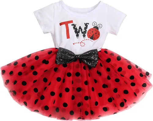 Miniatura 20 de IBTOM CASTLE - Vestido de princesa con falda tipo tutú para niñas que cumplan 1 o 2 años, incluye moñito con lentejuelas