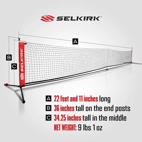 Miniatura 7 de Selkirk Sport Red de pickleball de ajuste rápido Tamaño reglamentario USAPA Configuración rápida de 5 minutos Portátil y ligera Resistente