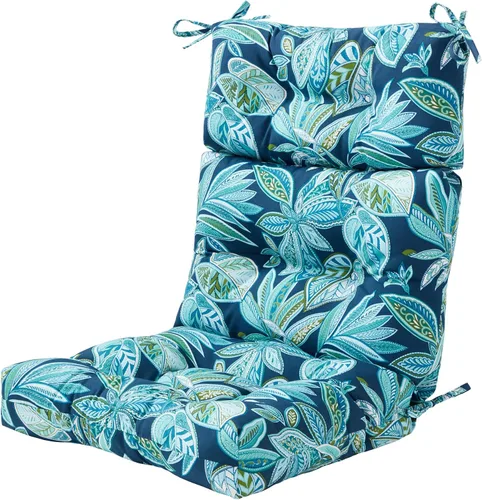 Miniatura 24 de Cojines para silla de respaldo alto para exteriores, diseño de asiento y respaldo con bisagras de una pieza, reversibles con 4 lazos, tela