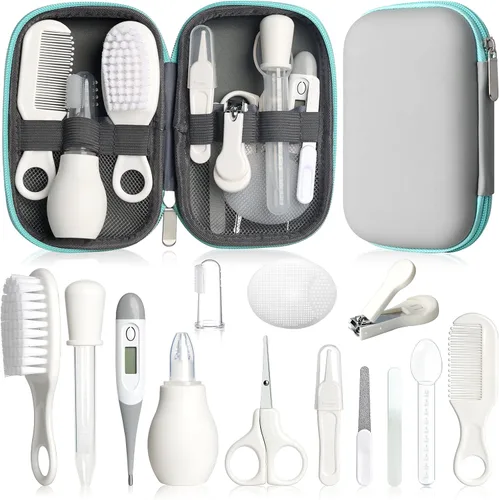 Miniatura 13 de Kit de aseo para bebé, juego de cuidado de seguridad para bebés con cepillo de pelo, peine, cortaúñas, aspirador nasal, kit de artículos esenciales