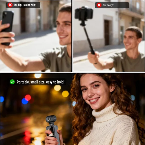 Miniatura 7 de Cámara corporal 4K, videocámara POV de bolsillo, cámara de bolsillo, 4K/30FPS con lente giratoria manual de 270°, opciones de clip/correa