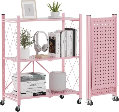 Miniatura 12 de ALANNG Estantes de almacenamiento con ruedas, estantería con almacenamiento, carrito de rack de metal sin ensamblaje para cocina, oficina, Negro