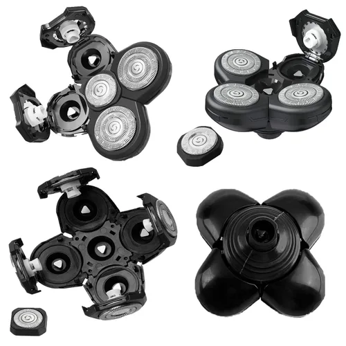 Miniatura 7 de Cabezales de repuesto para afeitadora de cabeza magnéticas, 7 cuchillas, compatibles con Freebird Shaver y otras marcas (negro5)