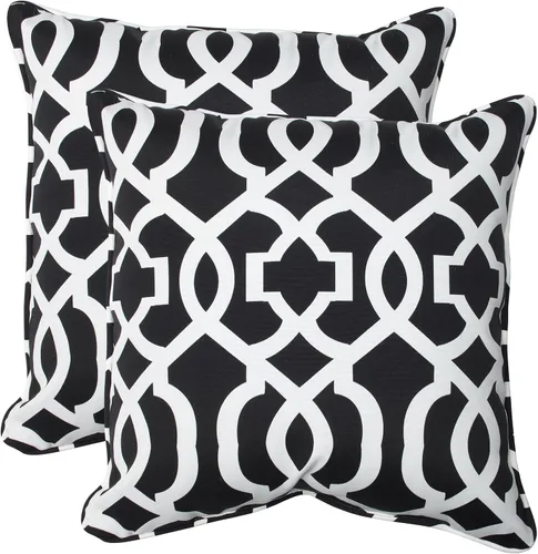 Miniatura 8 de Pillow Perfect Trellis - Almohadas para interiores y exteriores, 2 unidades, lumbares, 11.5 x 18.5 pulgadas, color negro