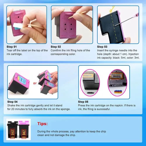 Miniatura 3 de Juego de recambio de tinta para cartuchos de impresora HP HP 67 67XL 60 61 62 63 65 65XL 910 950 951 952 962 932 933 920 901 902 Cartuchos de tinta