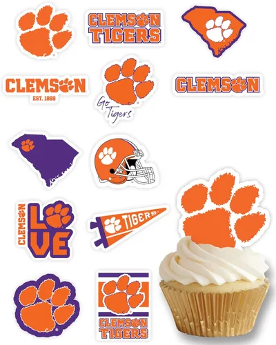 Miniatura 8 de Decoraciones para cupcakes de la Universidad de Alabama, suministros para fiestas de fútbol americano, cumpleaños, graduación (24 piezas)