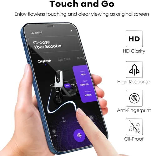 Miniatura 6 de JETech Protector de pantalla de cobertura completa para iPhone 12/12 Pro de 6.1 pulgadas, película de vidrio templado con herramienta de fácil