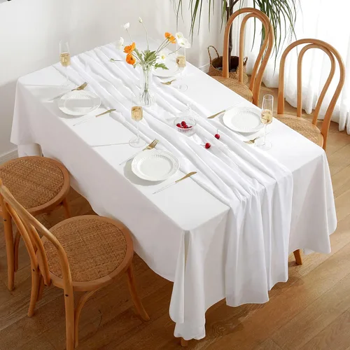 Miniatura 5 de Paquete de 10 caminos de mesa de boda de 10 pies de 29 x 120 pulgadas de gasa blanca para decoración romántica de despedida de soltera, fiesta