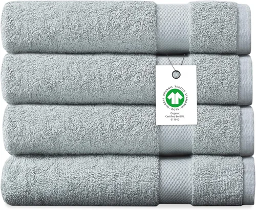Miniatura 12 de Toalla de baño de felpa de algodón orgánico de lujo Certificado GOTS y OEKO-TEX Toallas de calidad hotelera premium Tecnología Feather Touch