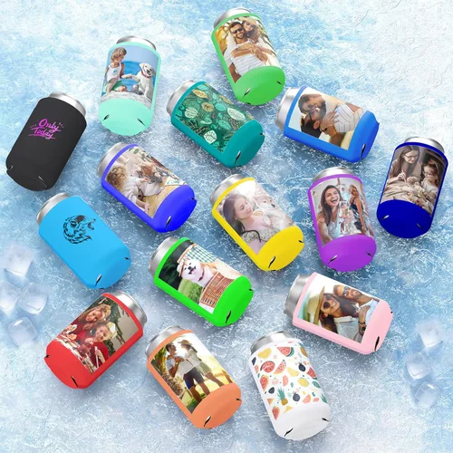 Miniatura 4 de Paquete de 300 enfriadores de latas personalizados a granel, enfriador de latas personalizado con logotipo de foto texto para bodas, cumpleaños