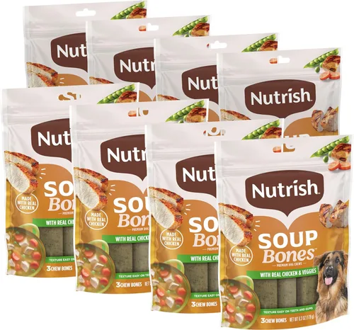 Miniatura 12 de Nutrish Soup Bones Masticables Premium para Perros con Pollo Real y Verduras, Golosinas para Perros de Textura Suave, 11 Masticables, el Empaque