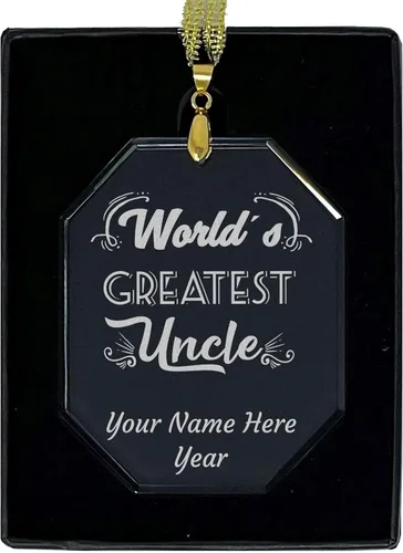 Miniatura 6 de LaserGram Adorno de Navidad de vidrio personalizado, el tío más grande del mundo, idea de regalo personalizada grabada con láser (forma de diamante)
