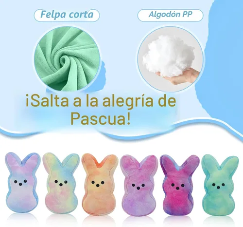 Miniatura 6 de vizethru 12 juguetes de peluche de conejo de Pascua, juguetes de relleno de cesta de Pascua para niños, animales de peluche de conejo, regalos