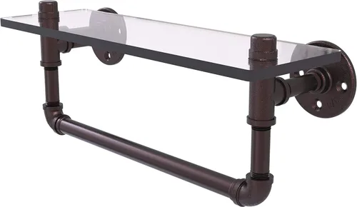Miniatura 9 de Allied Brass P-410-16-GSTB Pipeline Collection - Estante de cristal para toallas de 16 pulgadas, 16 pulgadas, bronce cepillado