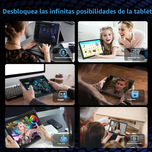 Miniatura 9 de Tableta Android 15 de 10 pulgadas 2026 con teclado, 26 GB+256 GB, expansión de 2 TB, Tablet PC Gemini AI con Octa-Core, 8000mAh, WiFi 5G, GPS, GMS