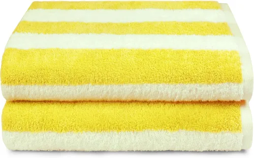Miniatura 7 de Amazon Basics Cabana Stripe - Toalla de playa (2 unidades), color amarillo, 60 x 30 pulgadas