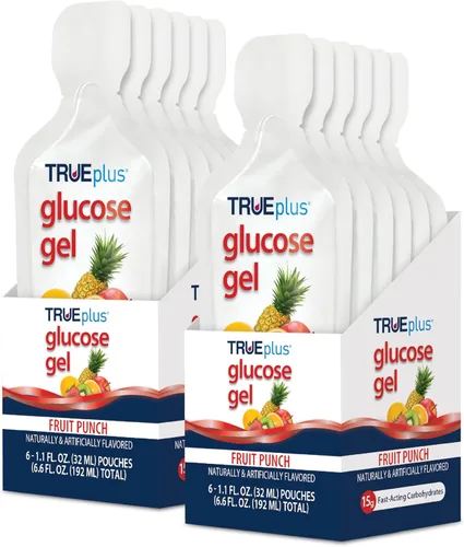 Miniatura 13 de TRUEplus Bolsa de gel de glucosa, sabor a ponche de frutas, 0.53 oz de carbohidratos de acción rápida, sin grasa, sin gluten, soporte rápido