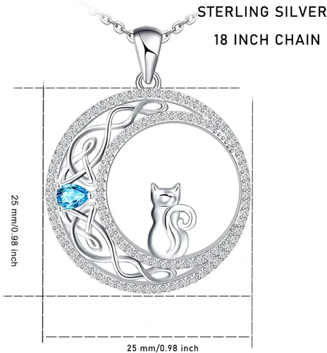 Miniatura 6 de Sianilvera Collar de plata de ley 925 para mujer niña luna celta gato joyería de cumpleaños para esposa novia hija día de la madre para mamá
