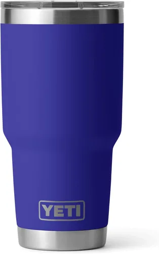 YETI Rambler - Vaso aislado al vacío de acero inoxidable de 30 onzas con tapa MagSlider azul (Offshore Blue)