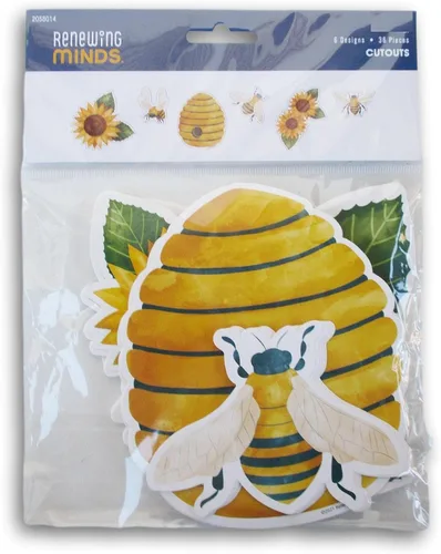 Formas recortadas de abejas, colmena y girasoles, 36 piezas, para manualidades, decoración, álbumes de recortes y más